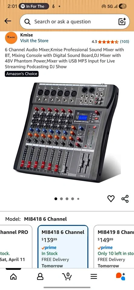 6 Channel Audio Mixer