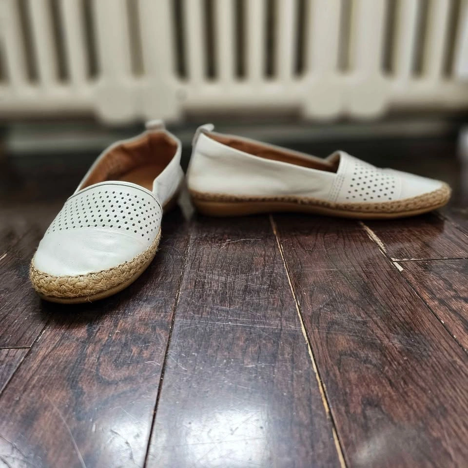 8.5 Clarks White Espadrille Slip-on Womens Loafers Shoes Reeney - photo 2
