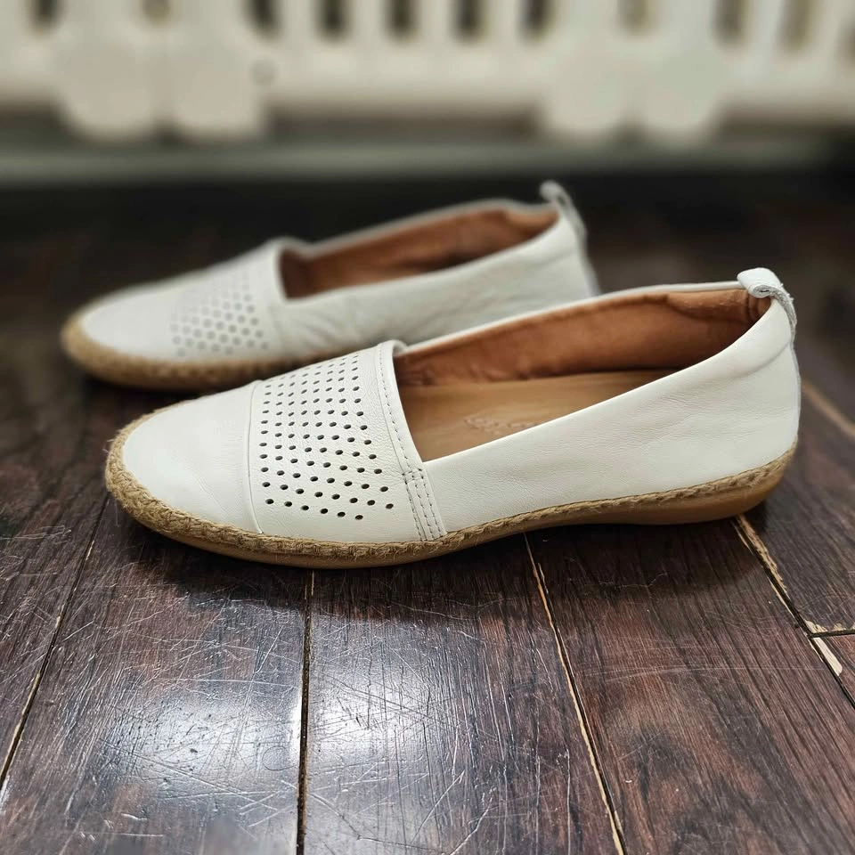 8.5 Clarks White Espadrille Slip-on Womens Loafers Shoes Reeney - photo 4