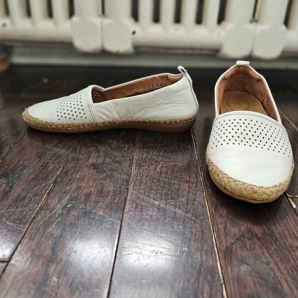 8.5 Clarks White Espadrille Slip-on Womens Loafers Shoes Reeney - photo 5
