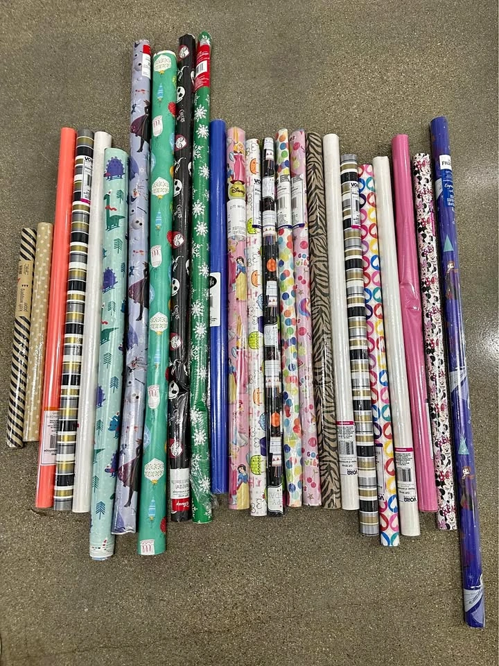 Large Lot of Gift Wrap Rolls – Mixed Prints – Most Sealed