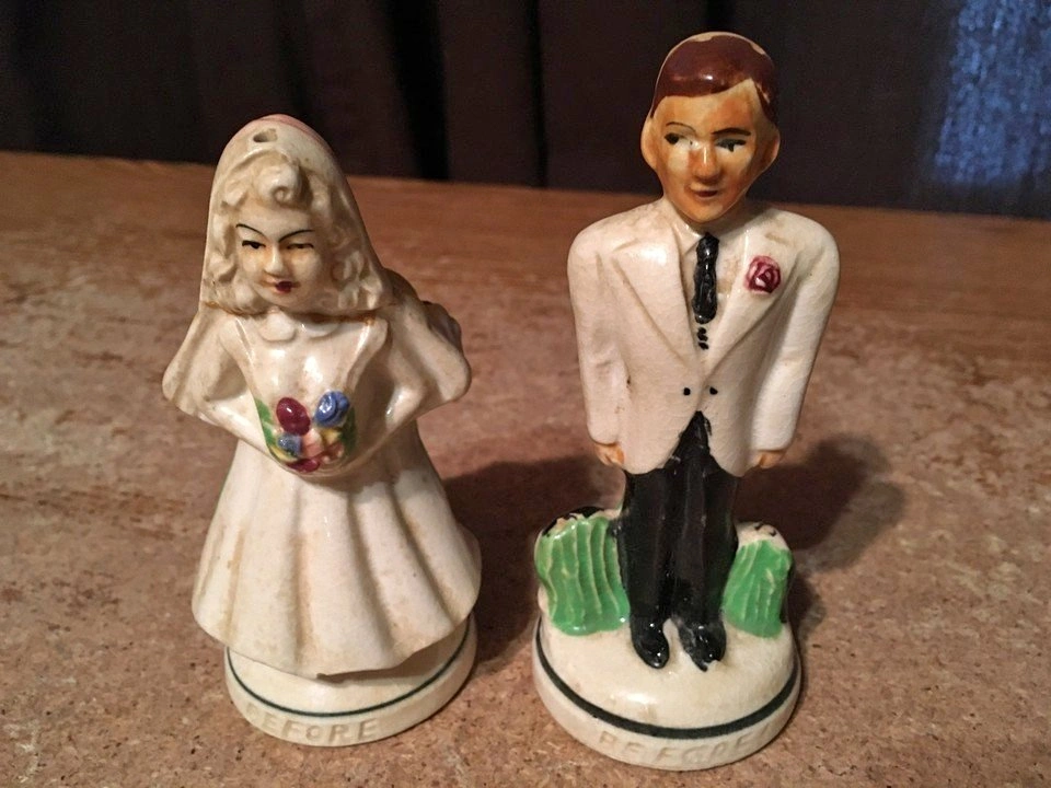 VINTAGE BEFORE & AFTER BRIDE GROOM SHAKERS