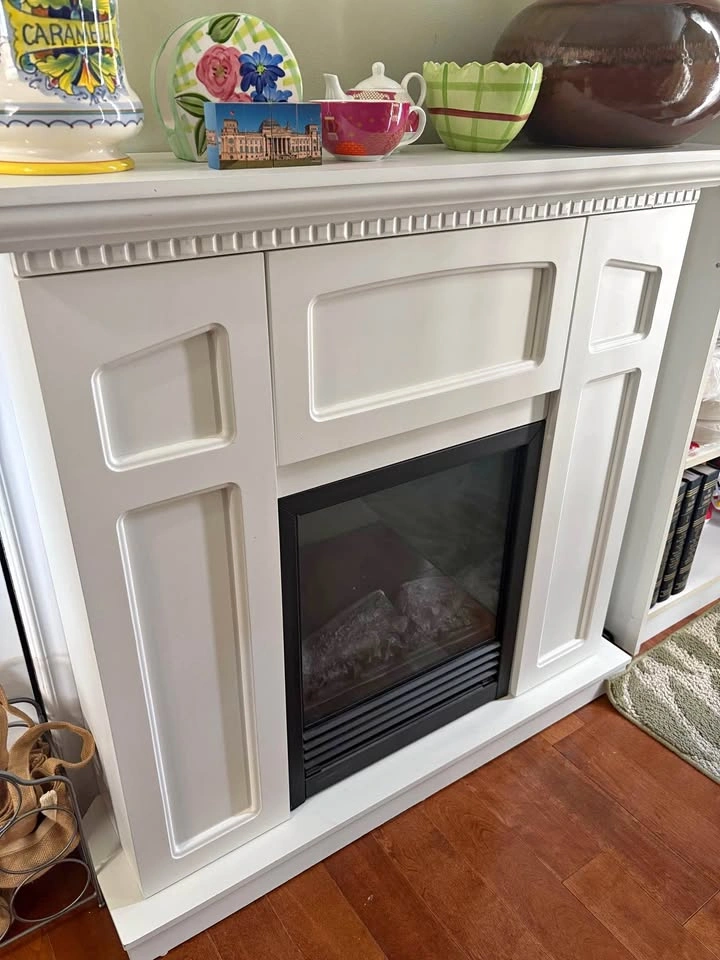 Electric Fire Place Wood Finish and Storage