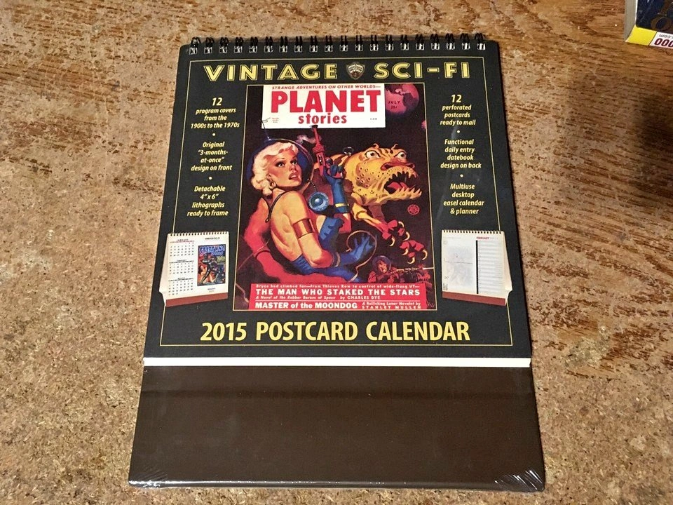 LOT OF 7 2015 VINTAGE SCI-FI POSTCARD CALENDAR PLANET STORIES NE