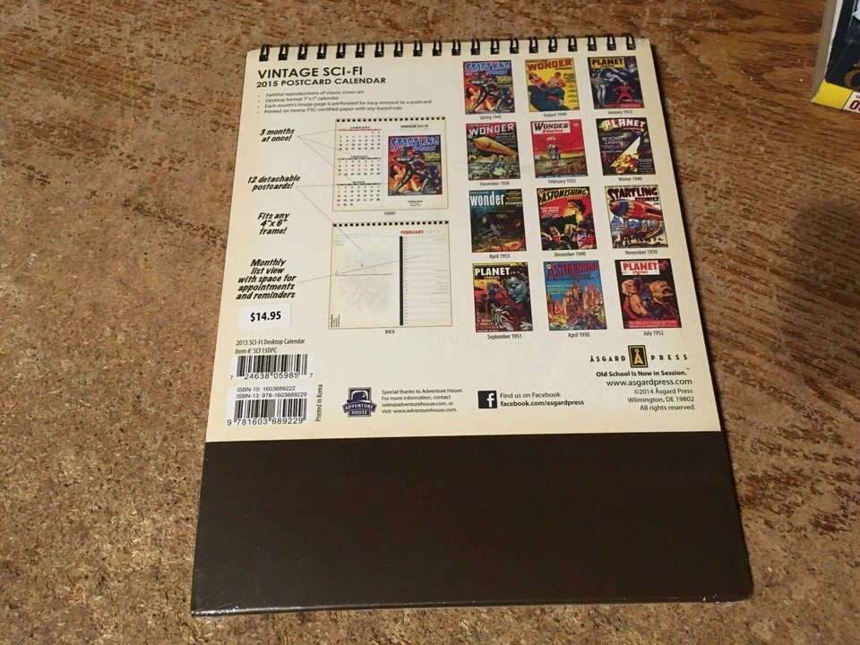 LOT OF 7 2015 VINTAGE SCI-FI POSTCARD CALENDAR PLANET STORIES NE - photo 3