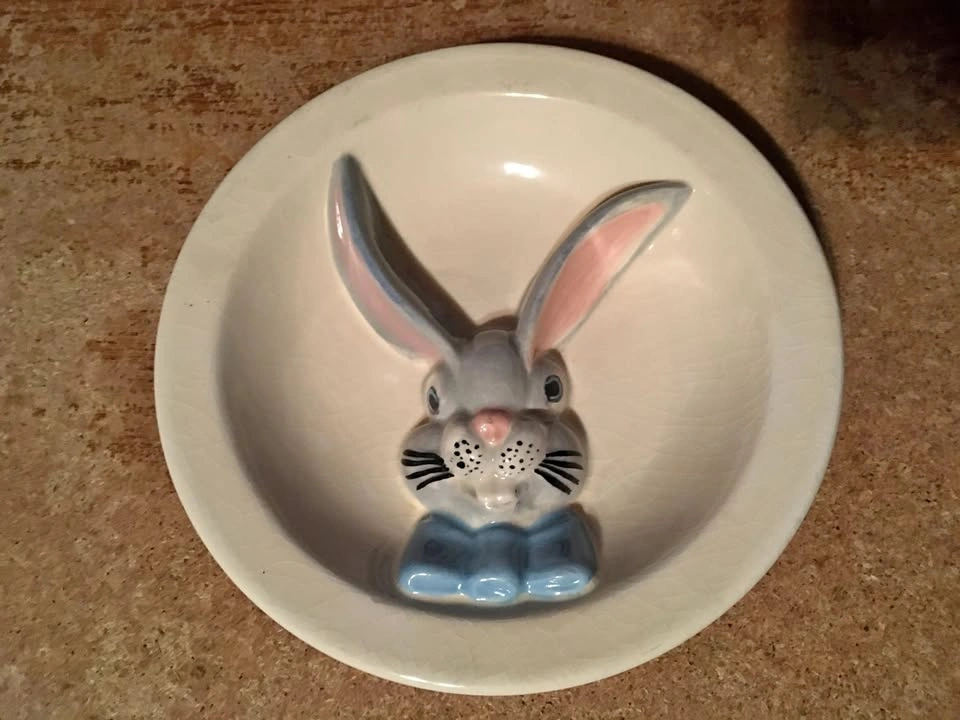 Vintage Easter Bunny Ceramic Divided Candy Dish