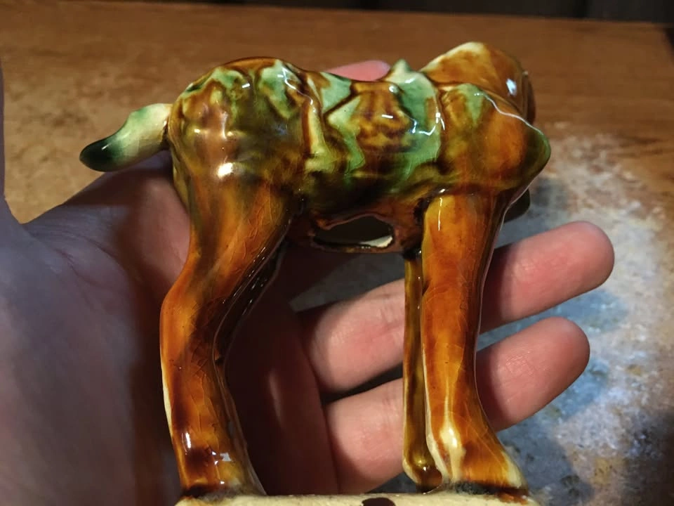 VINTAGE CHINESE WAR HORSE FIGURINE GLAZED CERAMIC - photo 5