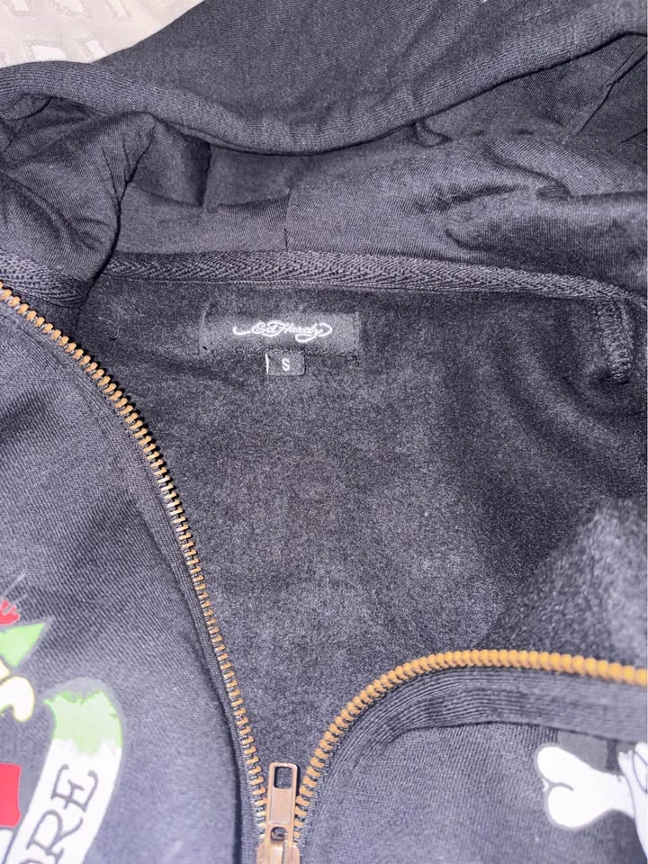 Ed Hardy Cropped Zip Up Hoodie Black Size Small - photo 3