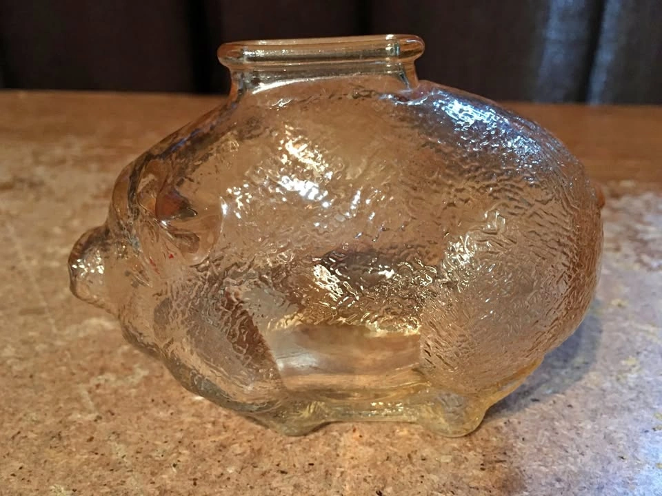 Vintage Iridescent Glass Piggy Bank - Anchor Hocking