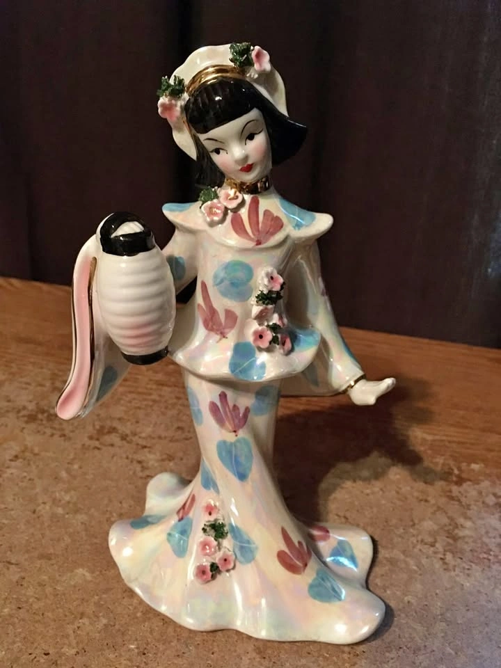 1956 Signed Geo Z. Lefton Porcelain Dancer w/ Lantern