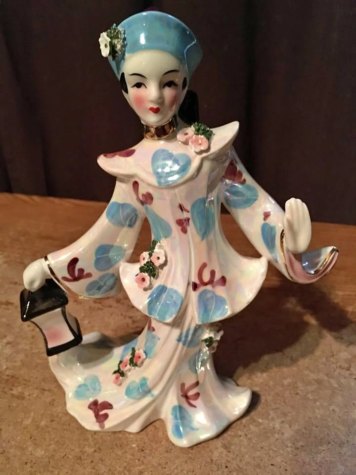 1956 Signed Geo Z. Lefton Porcelain Dancer w/ Lantern