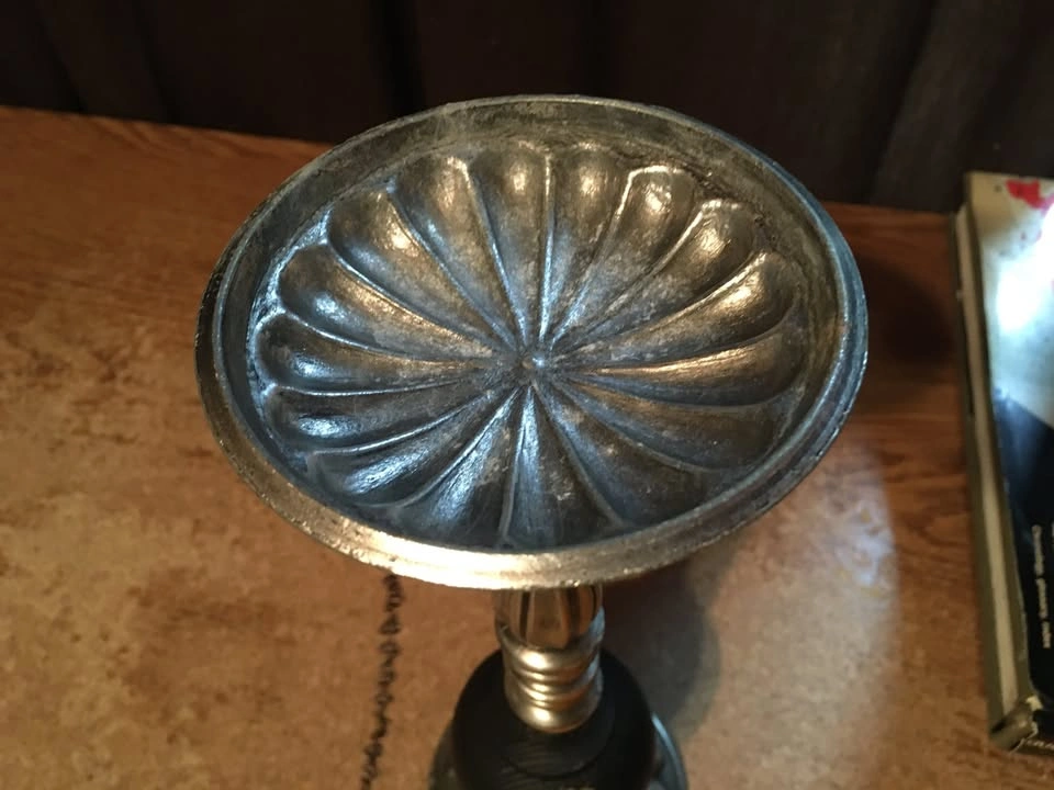 VINTAGE METAL & WOOD CANDLE HOLDER WITH ATTACHED SNUFFER - photo 3