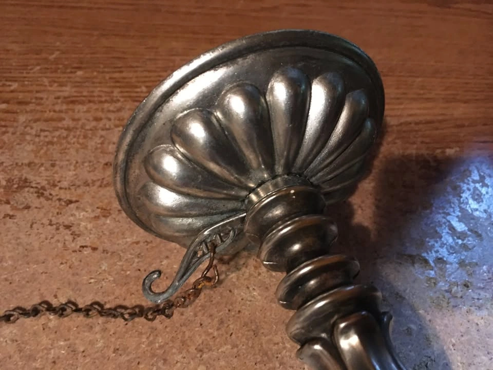 VINTAGE METAL & WOOD CANDLE HOLDER WITH ATTACHED SNUFFER - photo 5