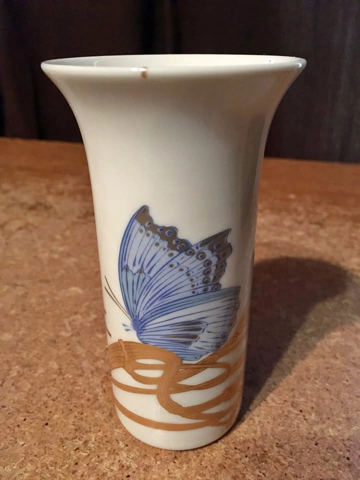 ROSENTHAL GERMANY STUDIO LINIE BLUE GOLD BUTTERFLY BUD VASE ALAI