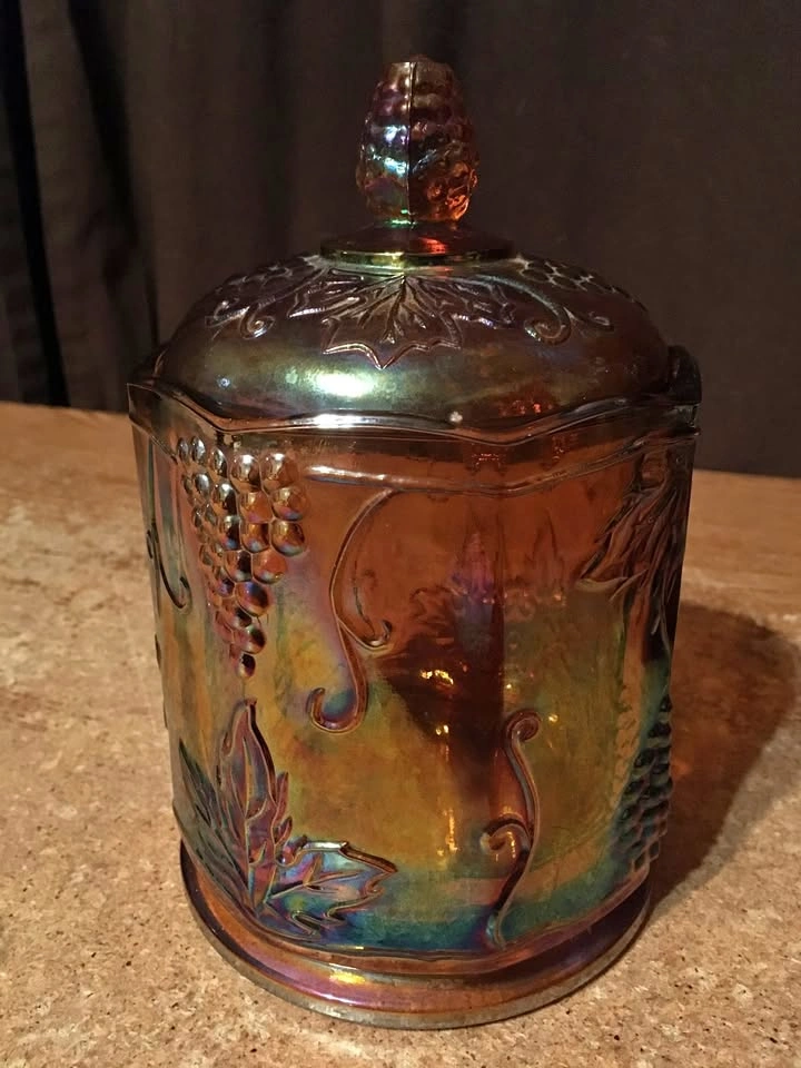 Vintage Indiana Carnival Glass Marigold Canister Jar