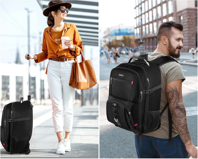 NEW Black ZOMFELT Rolling Backpack with Wheels, 17.3 Inch Laptop - photo 5