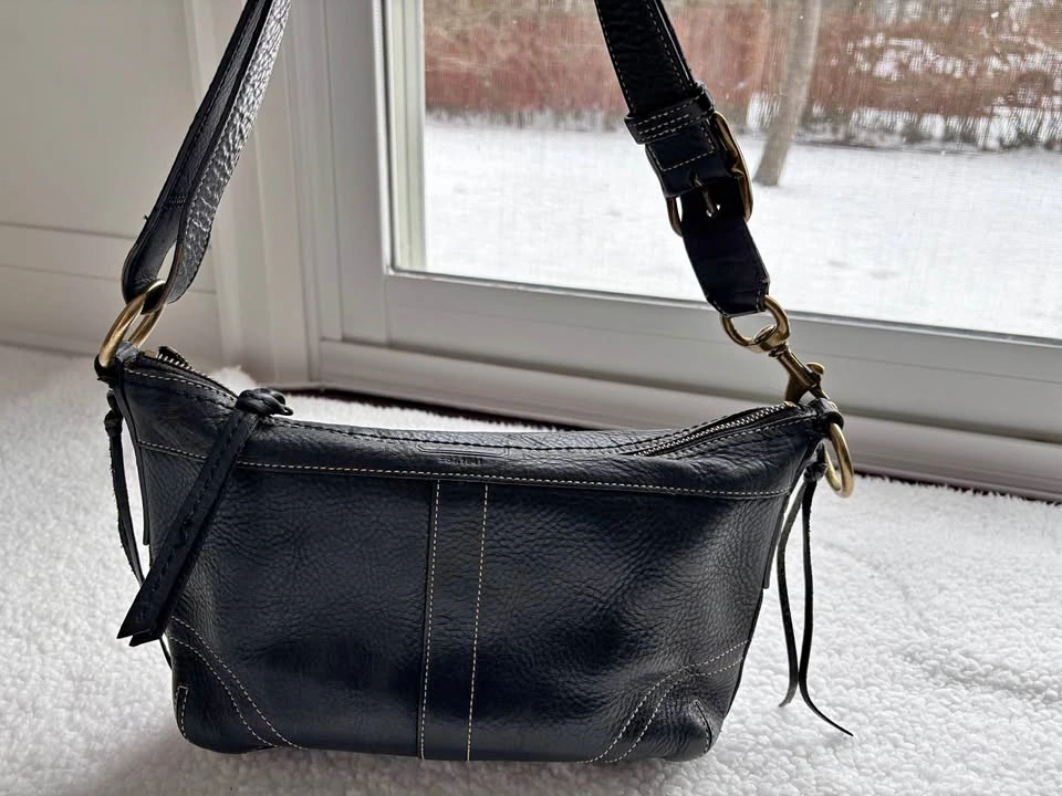 Coach Vintage Y2K Black Soho Hobo Fringe Leather Shoulder Bag
