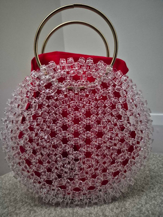Beaded Purse with Gold Handles