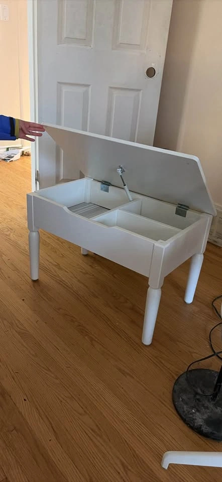 White Wooden Storage Bench with Lift Top - photo 2