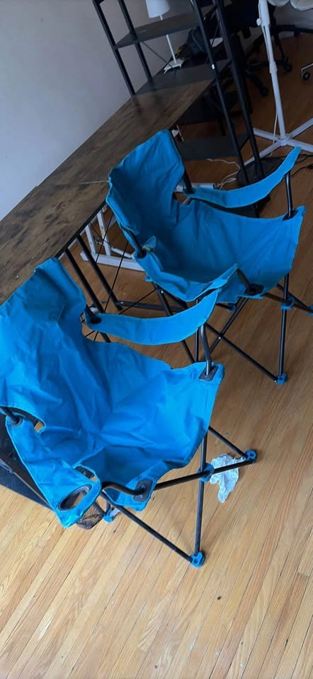 Pair of Blue Folding Camping Chairs - photo 2