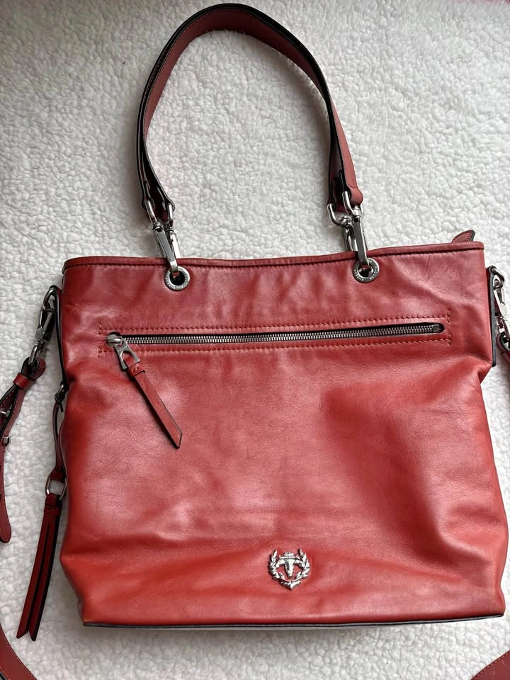 Rudsak Designer Red/Rust Leather Hobo Pandora Tote Bag