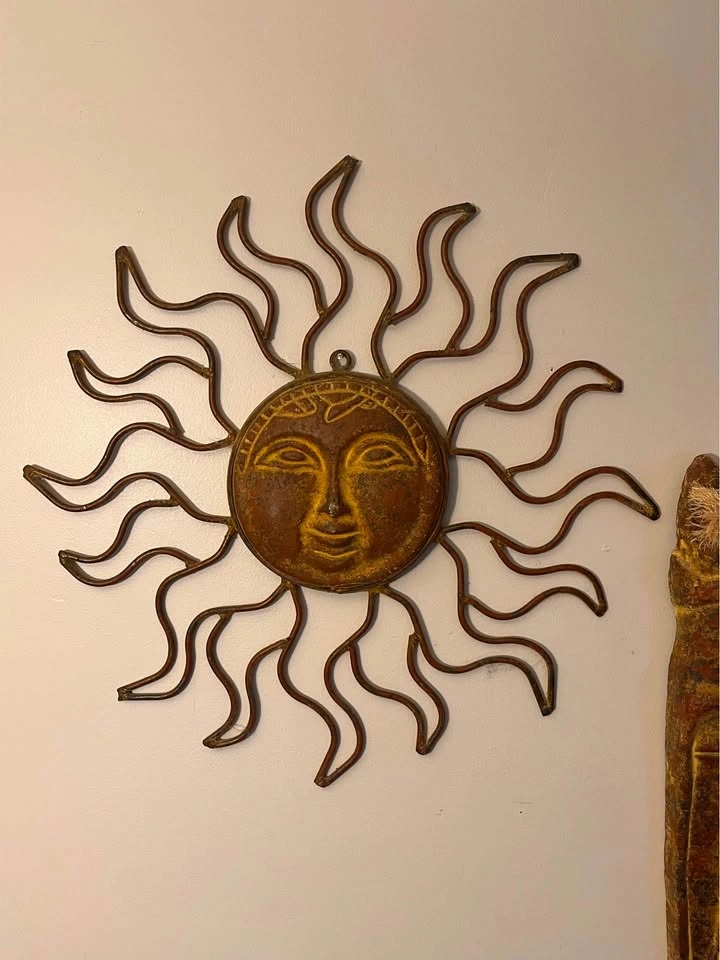 Clay and Metal Sun and Mask Wall Decor - photo 2
