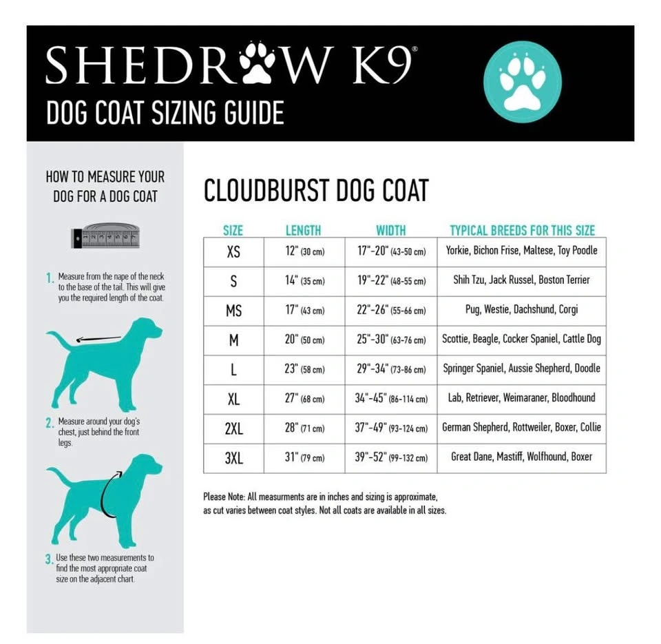 Shedrow Cloudburst dog rain coat - XL -NEW - photo 2