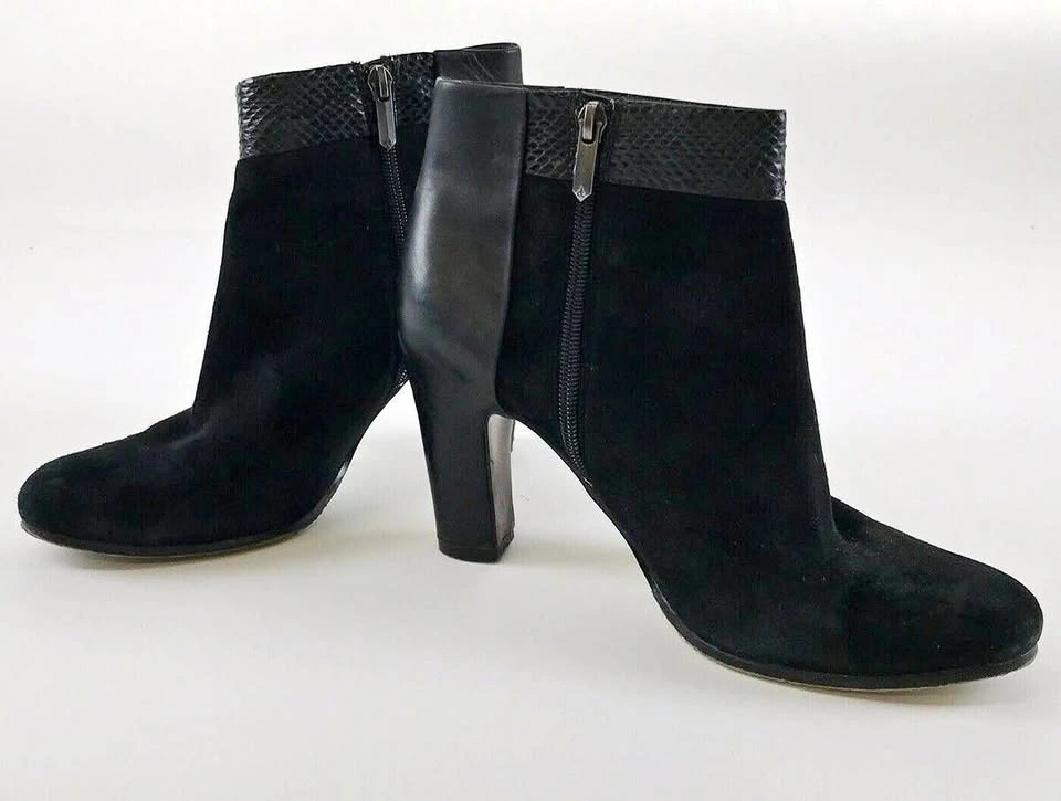 Women's Sam Edelman Black Suede Heel Boots Size 9