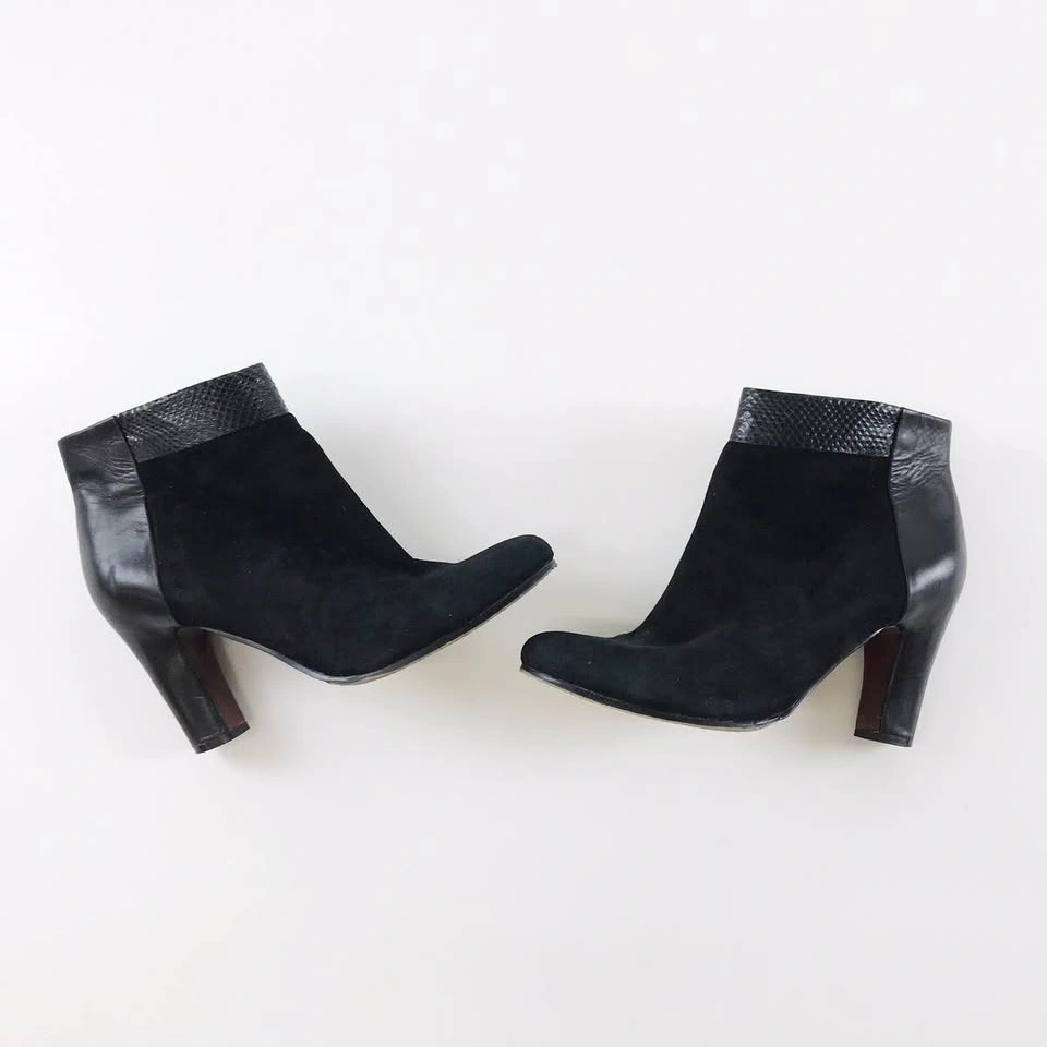 Women's Sam Edelman Black Suede Heel Boots Size 9 - photo 2