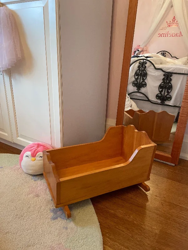 Vintage Solid Wood Cradle for baby doll thumbnail
