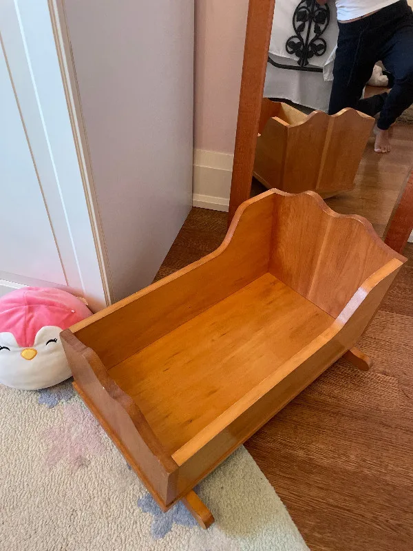 Vintage Solid Wood Cradle for baby doll image indicator(2)