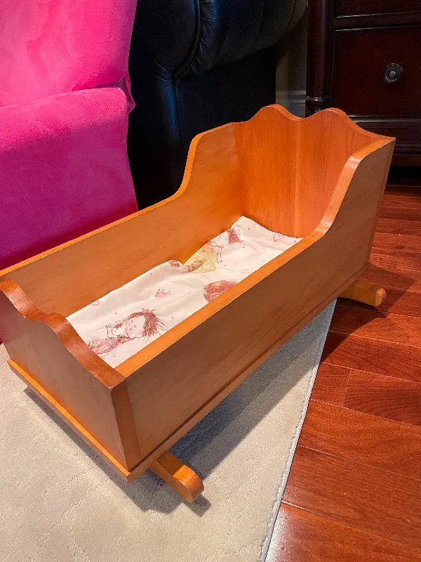Wooden Cradle for doll - Christmas Gift thumbnail
