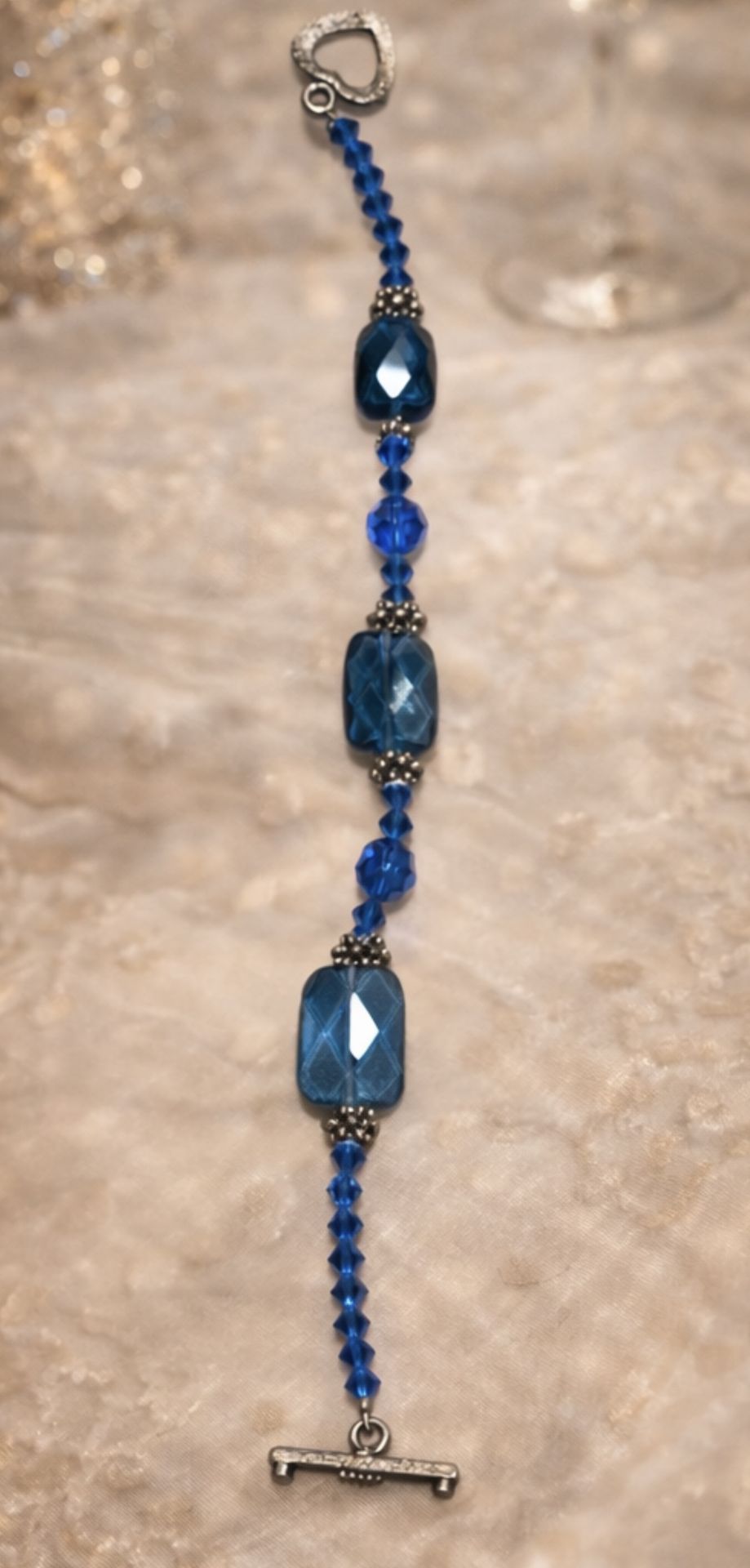 Handmade Blue Glass Beaded Bracelet - photo 3