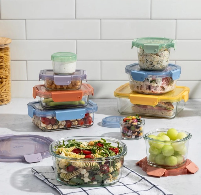 NEW Ello Colour Lock Glass Meal Prep Food Storage 20 Pcs Set