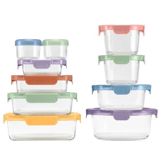 NEW Ello Colour Lock Glass Meal Prep Food Storage 20 Pcs Set - photo 2
