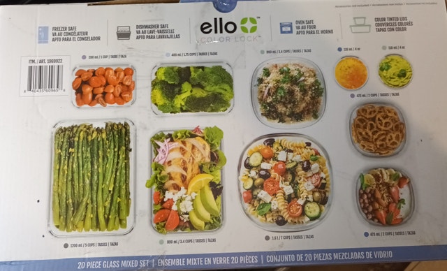 NEW Ello Colour Lock Glass Meal Prep Food Storage 20 Pcs Set - photo 4