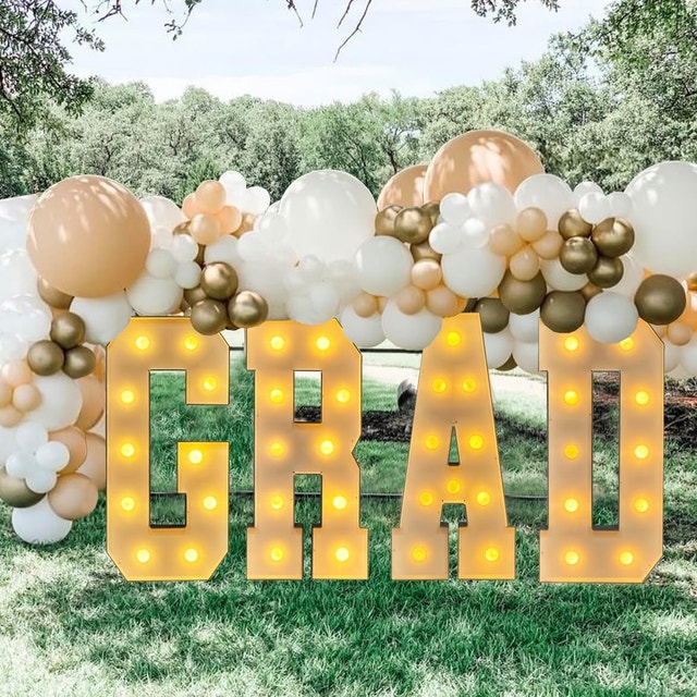 3FT Large White GRAD Marquee Light Up Letters