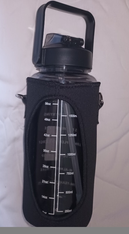 NEW Black Motivational 2 Liter Sports Water Bottle - photo 2
