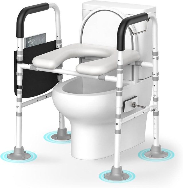 NEW Padded Raised Toilet Seat w/ Handles - Adjustable