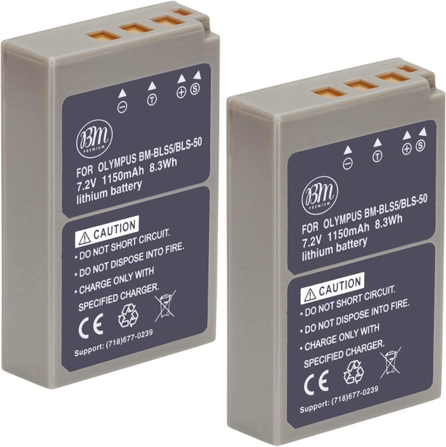 2 NEW BM Premium BLS-50 Batteries for Olympus OM-5