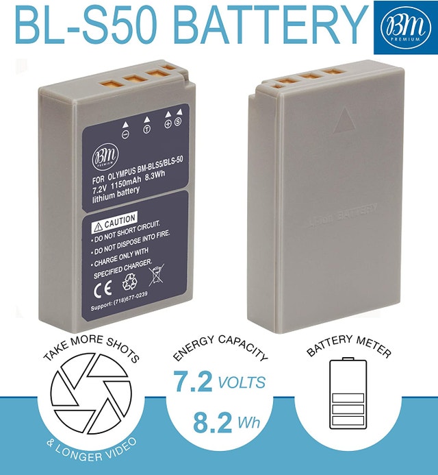 2 NEW BM Premium BLS-50 Batteries for Olympus OM-5 - photo 2