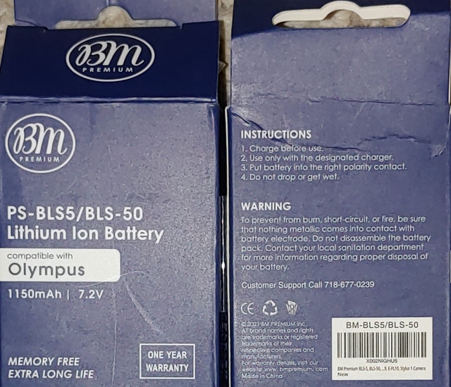 2 NEW BM Premium BLS-50 Batteries for Olympus OM-5 - photo 4