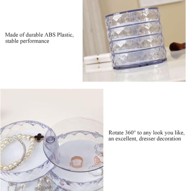 NEW Small Clear Jewelry Box Holder Organizer Rotatable - photo 4
