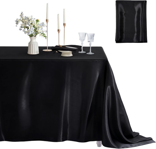 Black Satin Table Cover 72 x 120" Rectangle