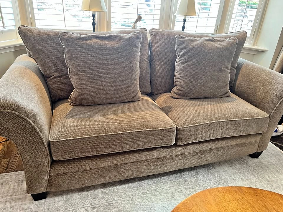 Elegant sage green chenille couch