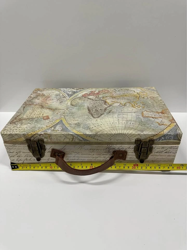 Decorative Storage Suitcase Box World Map Travel Style