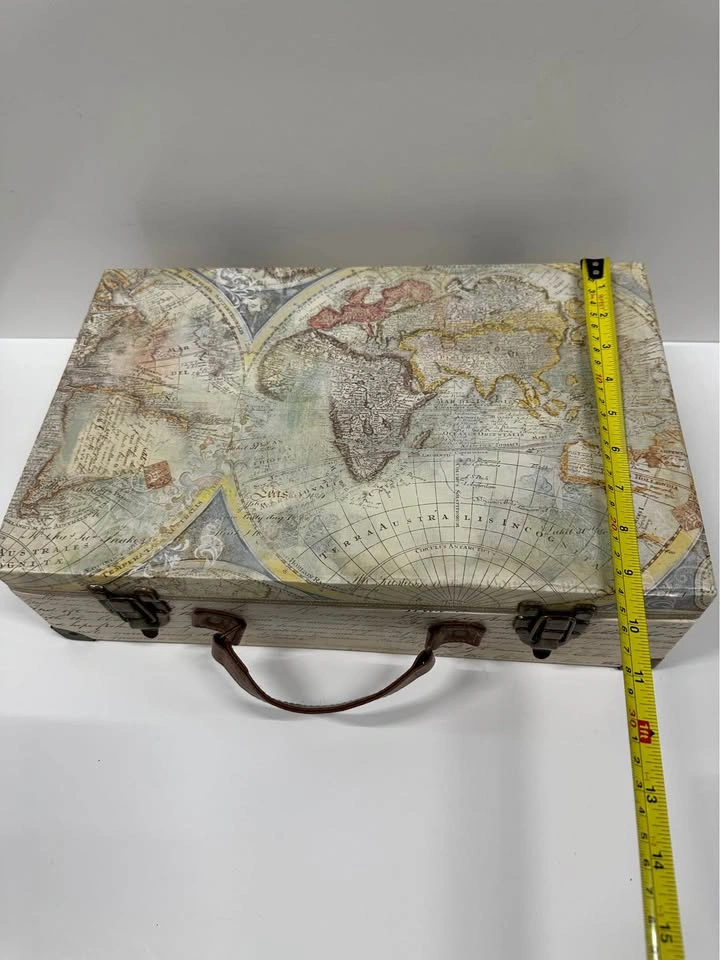 Decorative Storage Suitcase Box World Map Travel Style - photo 2