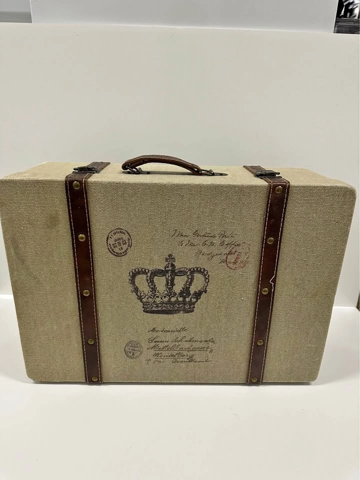 Vintage Style Decorative Storage Suitcase Box Crown Design