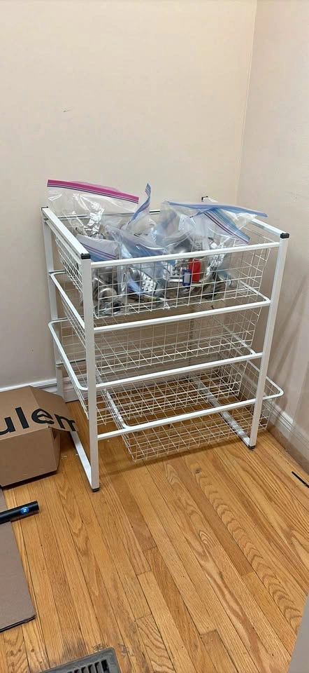 White Metal Wire 3-Drawer Storage Cart
