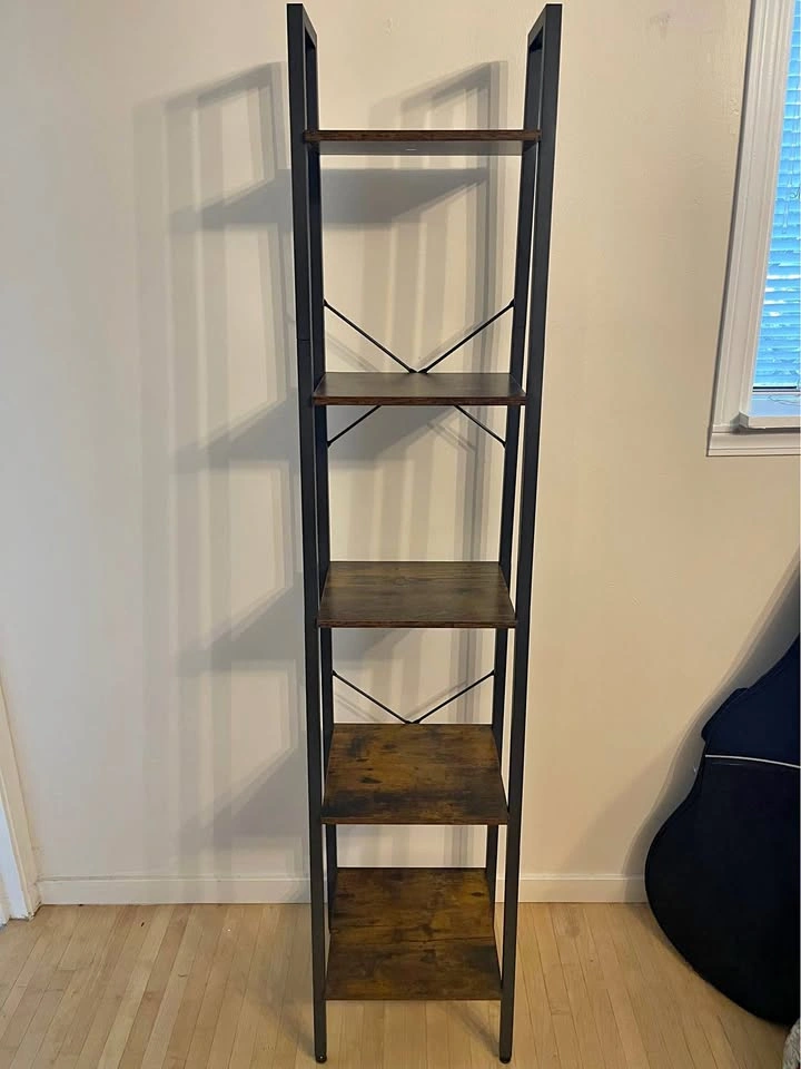 Tiered Wood & Metal Ladder Bookshelf